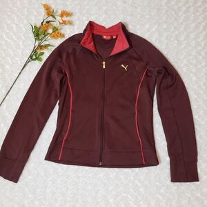 Vintage Y2K Puma maroon and red size large zip up jacket